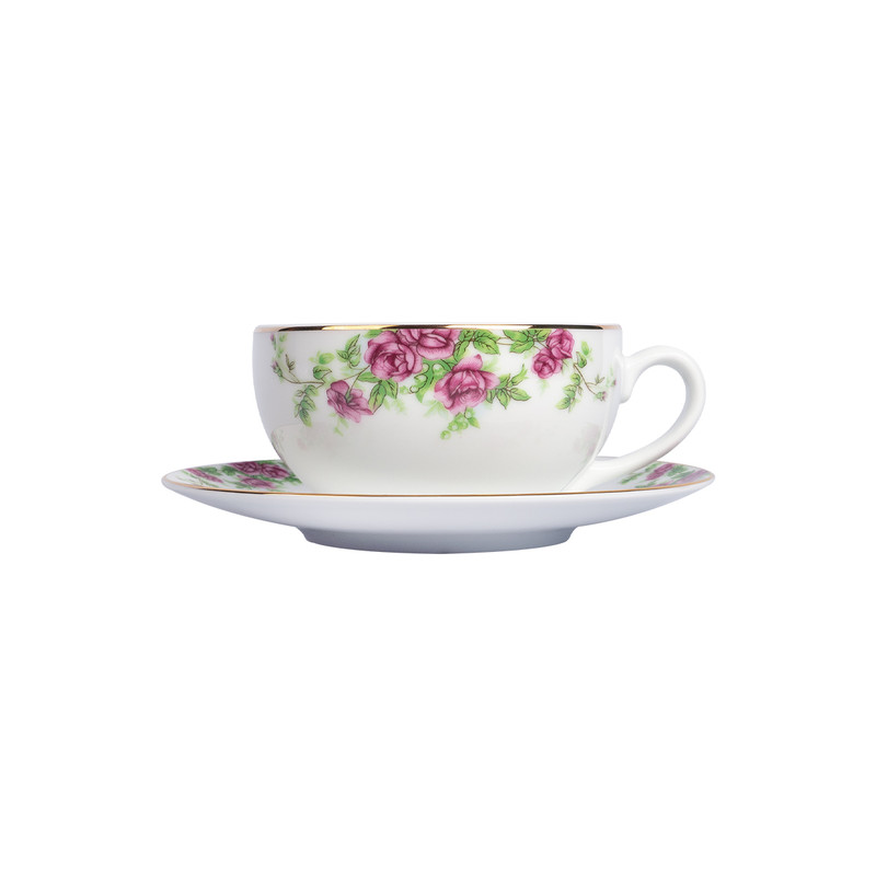 ست فنجان و نعلبکی 12 پارچه 6 نفره چینی زرین ایران مدل کاپوچینو ایتالیا اف 10 بیدگل درجه عالی