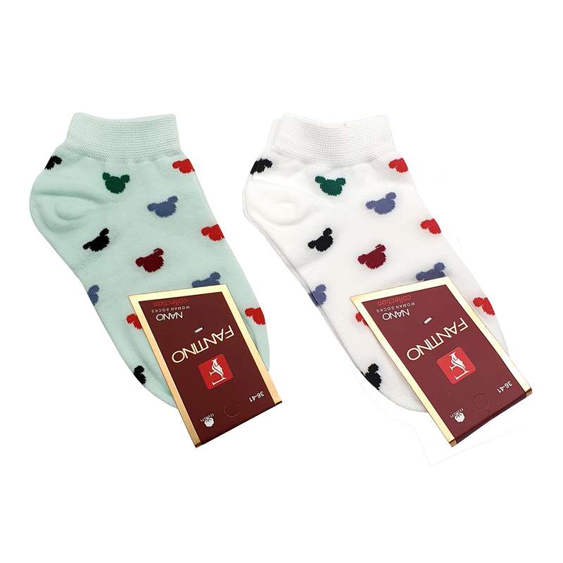 جوراب دخترانه مدل میکی موس کد JB140-GnWh مجموعه 2 عددی