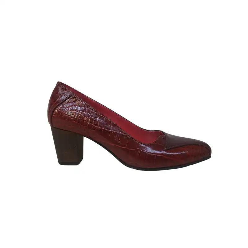 کفش زنانه مدل ZM 204 CHR چرم طبیعی رنگ زرشکی