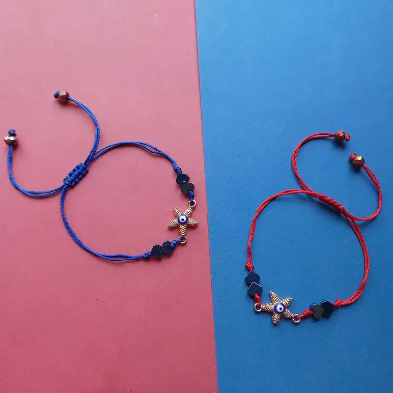 دستبند زنانه مدل پلاک چشم نظر طرح مرجان دریایی کد HC256