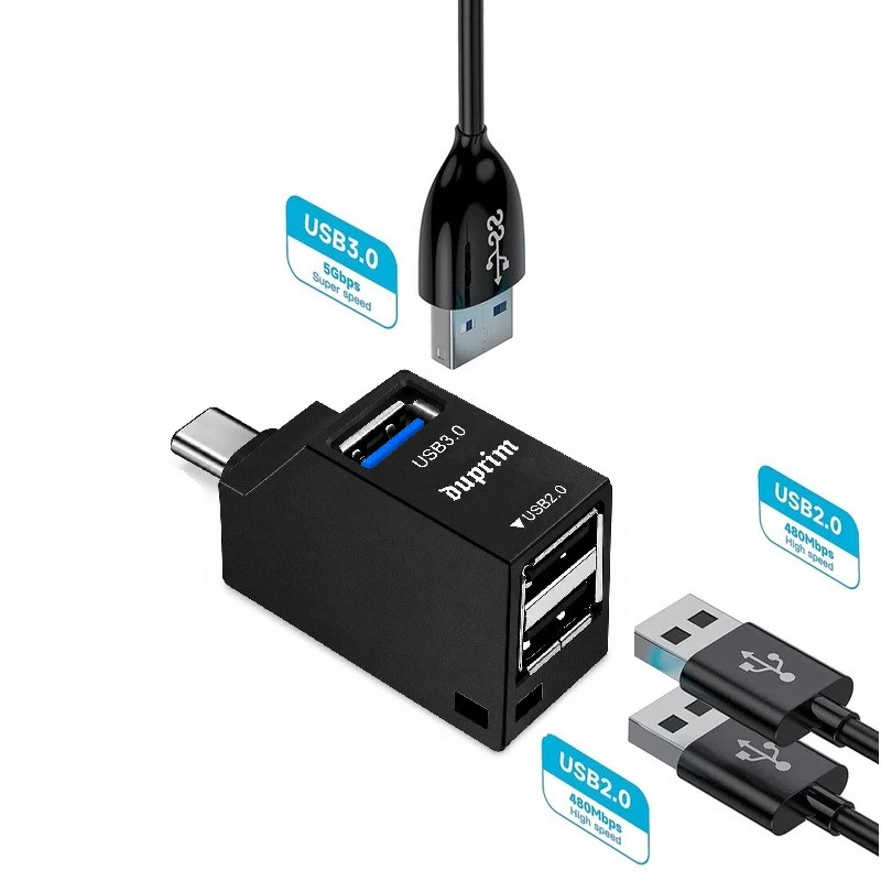 هاب 3 پورت USB-C دوپریم مدل PRO3 TYPE-C