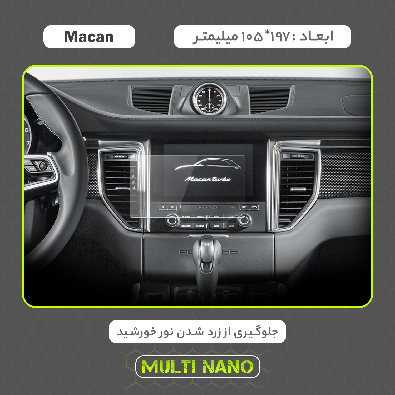 محافظ صفحه نمایش خودرو مولتی نانو مدل X-S2N مناسب برای پورشه Macan 2017 بسته دو عددی