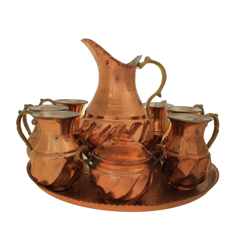 سرویس شربت خوری 8 پارچه مسی کد 4573
