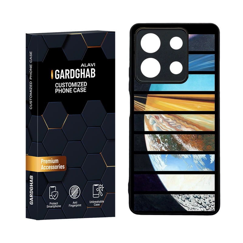 کاور گارد قاب مدل دورژله ای پشت گلس کهکشان مناسب برای گوشی موبایل شیائومی Redmi Note 13 5G