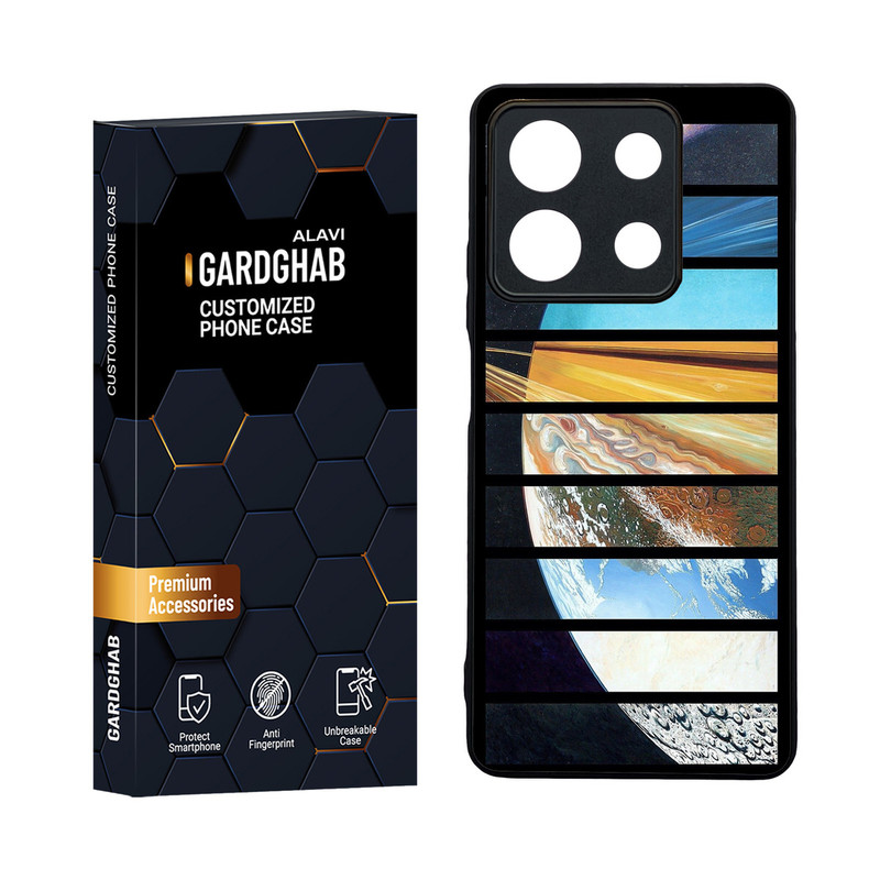 کاور گارد قاب مدل دورژله ای پشت گلس کهکشان مناسب برای گوشی موبایل شیائومی Redmi Note 13 5G