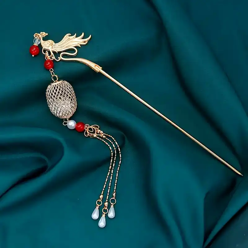 گیره مو زنانه مدل کانزاشی سیمرغ فانوس دار کد brg k4311