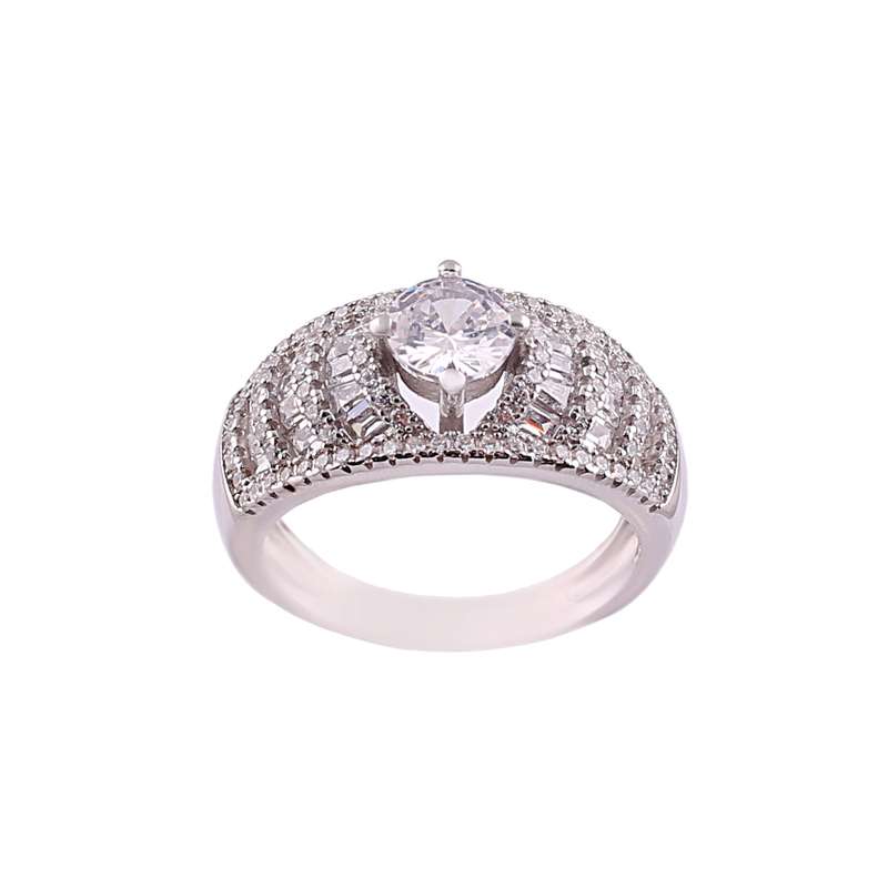 انگشتر نقره مدل تک نگین کد FR0028