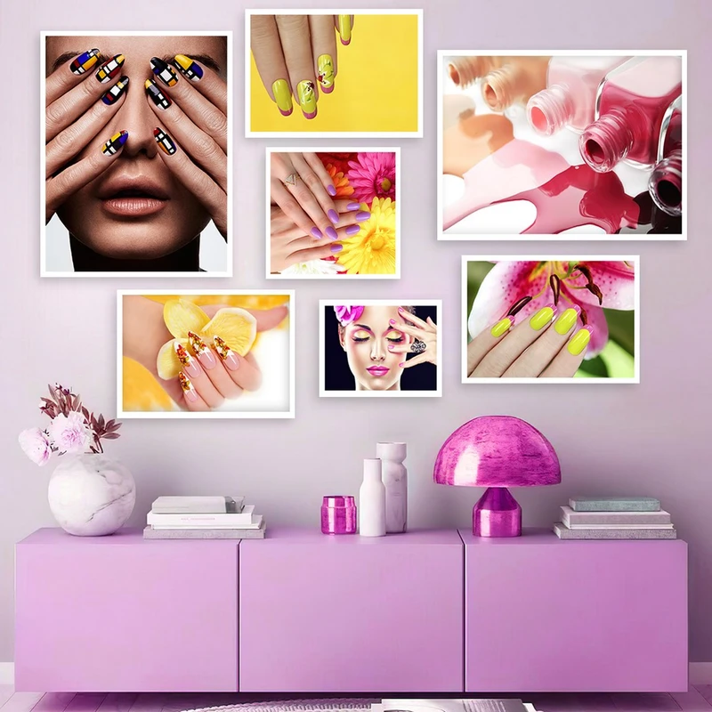 تابلو بکلیت طرح سالن زیبایی و مانیکور و پدیکور مدل W-923 مجموعه 7 عددی