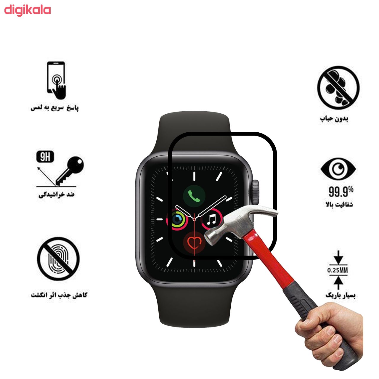 محافظ صفحه نمایش 5D لایونکس مدل USS مناسب برای اپل واچ 40 میلی متری main 1 5