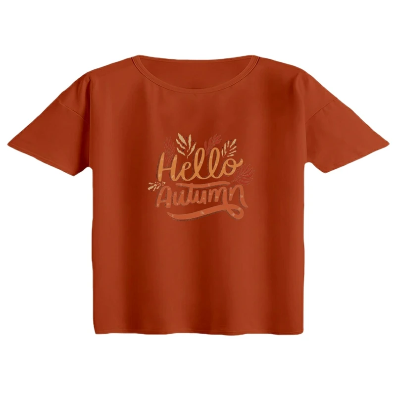 کراپ تی‌شرت آستین کوتاه زنانه مدل پاییز کد 10