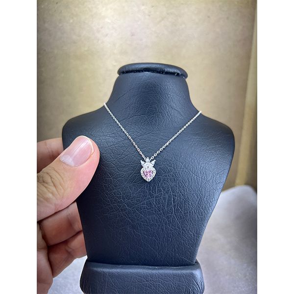 گردنبند نقره زنانه سواروسکی مدل قلب ظریف جواهری کد 8785151 -  - 4