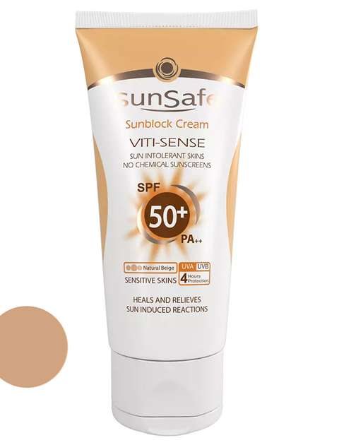 کرم ضد آفتاب رنگی سان سیف SPF50 مدل Viti-Sense مناسب پوست های حساس حجم 50 میلی لیتر