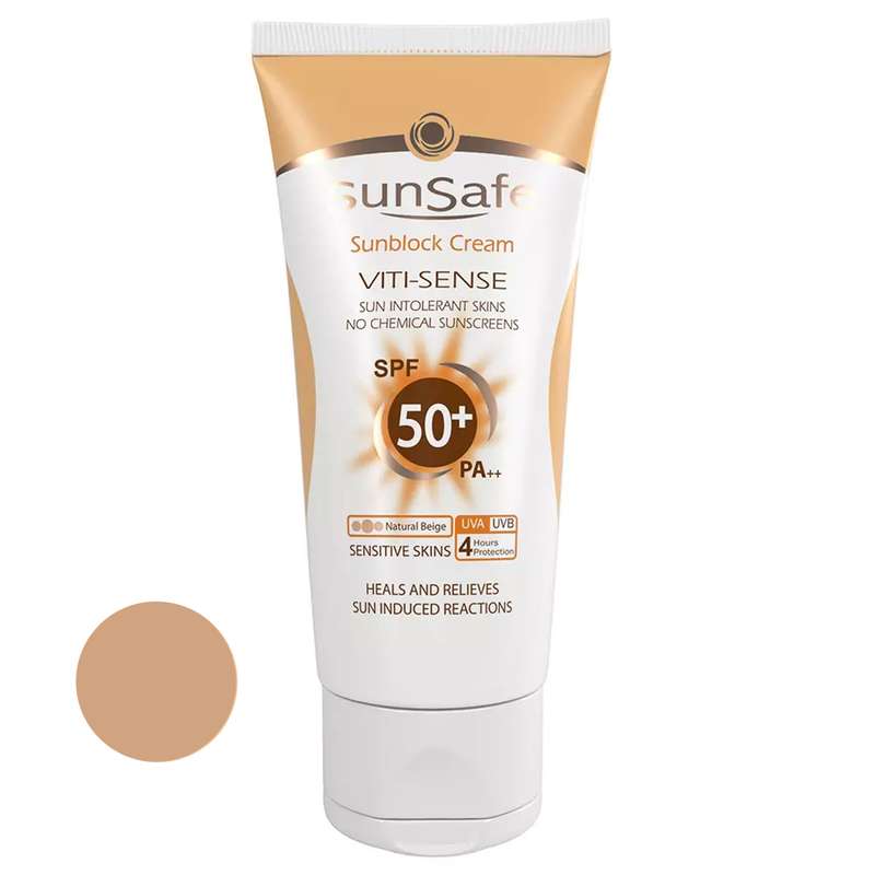 کرم ضد آفتاب رنگی سان سیف SPF50 مدل Viti-Sense مناسب پوست های حساس حجم 50 میلی لیتر کرم ضد آفتاب رنگی سان سیف SPF50 مدل Viti-Sense مناسب پوست های حساس حجم 50 میلی لیتر