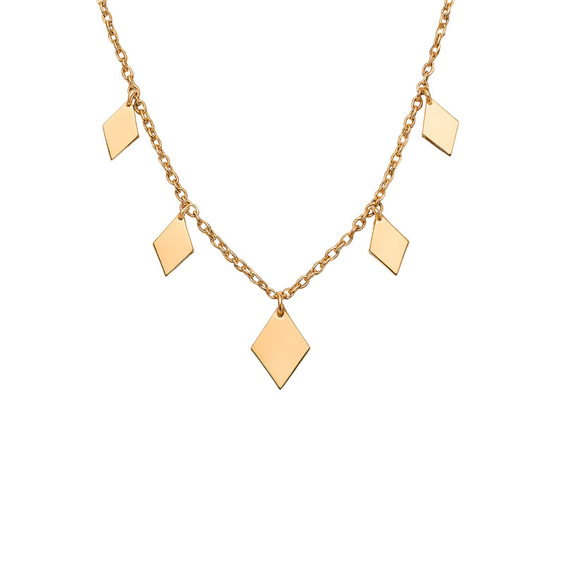 گردنبند طلا 18 عیار زنانه با زنجیر حلقهای (فلامینگو) گالری قو طلایی مدل لوزی پولکی