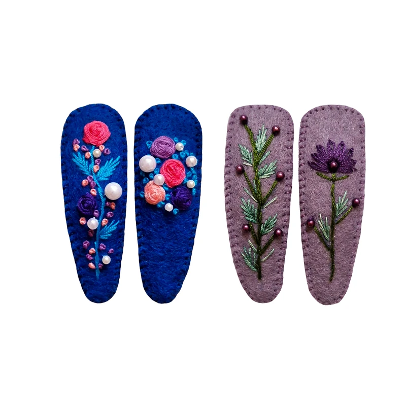 گیره مو زنانه مدل جواهردوزی و گلدوزی شده بسته چهارعددی