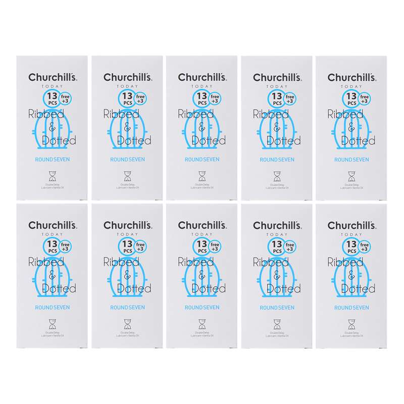 کاندوم چرچیلز مدل CHC_ribbeed&dotted-roundseven مجموعه 10عددی
