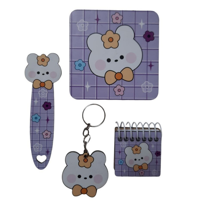 بسته لوازم تحریر مدل خرس با مزه کد 19 بسته 4عددی