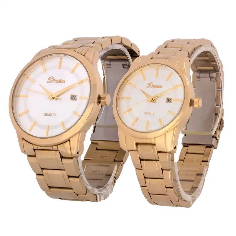 ست ساعت مچی عقربه ای زنانه و مردانه دریم مدل D-2112-SG02S