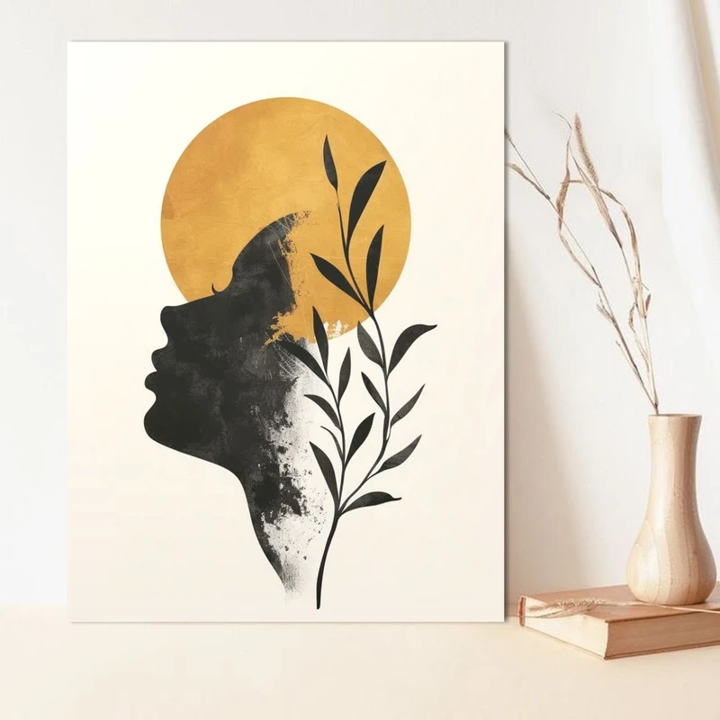 تابلو نقاشی اکرلیک به سبک انتزاعی طرح سایه دختر مدل 214-1