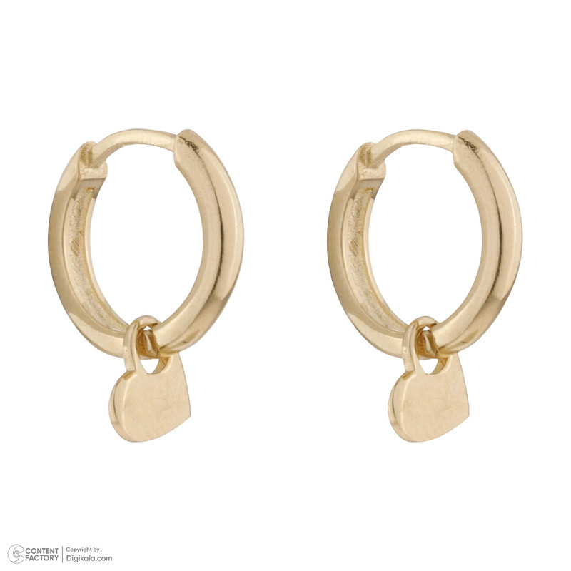 گوشواره حلقه‌ای طلا 18 عیار زنانه گلدم مدل قلب E-3090047 - 6