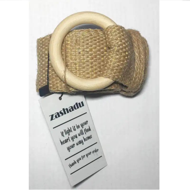 کمربند زنانه زاشادو مدل چوبی کنفی کد 57