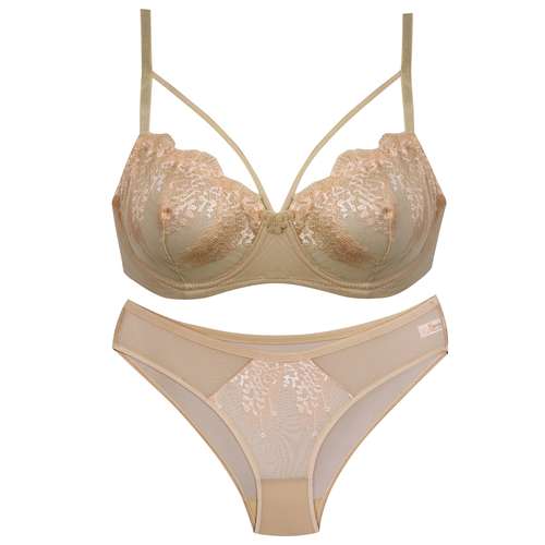 ست شورت و سوتین زنانه کارنا رز مدل گیپور کد 3374 رنگ کرم