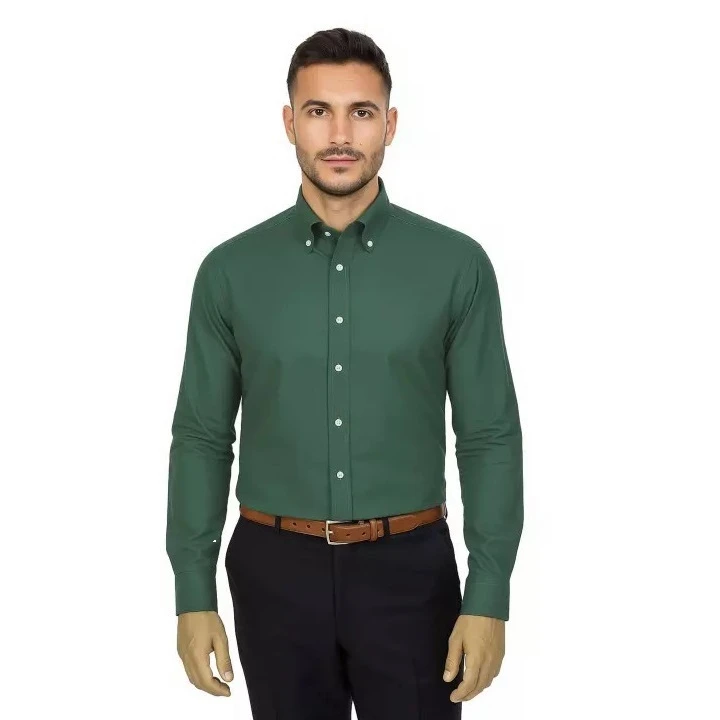 پیراهن آستین بلند یقه برگردان مردانه آریوان مدل لینن یقه دکمه دار کد LS211