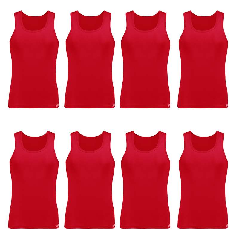 زیرپوش رکابی مردانه برهان تن پوش مدل 2-01 رنگ قرمز بسته 8 عددی