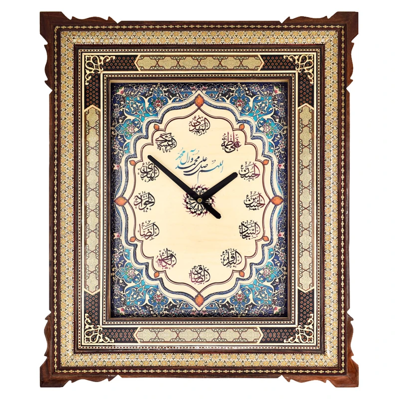ساعت دیواری خاتم کاری چوبی کد 5060-6
