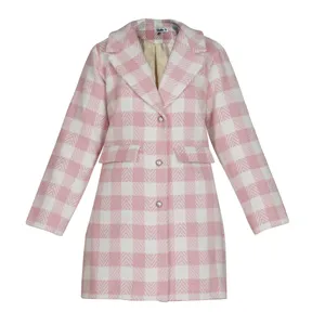 پالتو زنانه مدل چهارخانه کد 02 رنگ صورتی