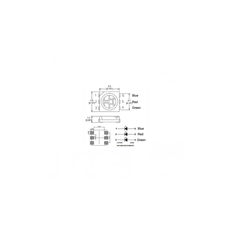 چیپ ال ای دی 0.2 وات مدل 5050 RGB بسته 5000 عددی