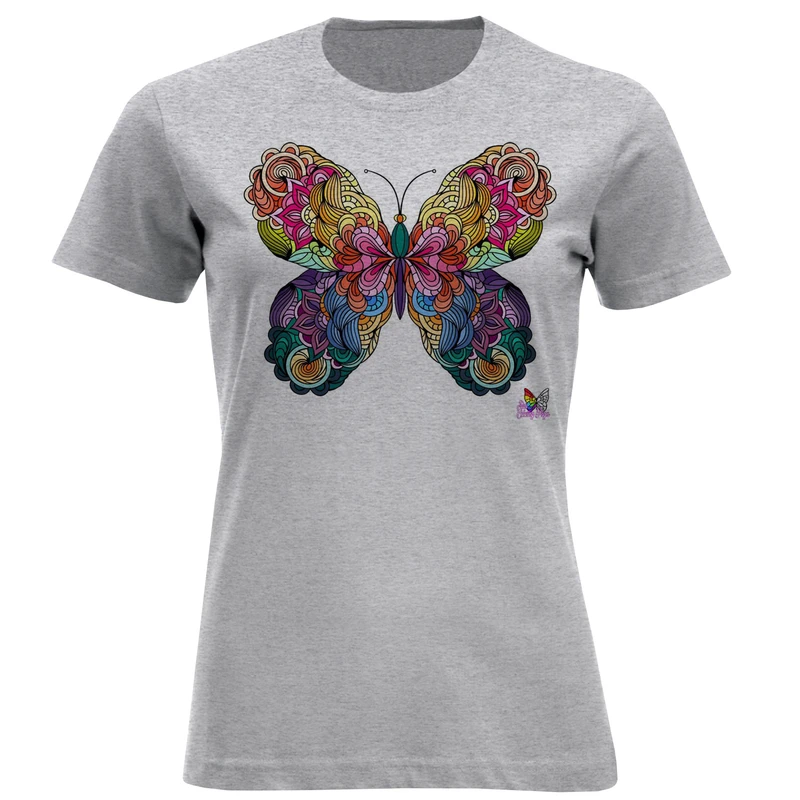 تیشرت آستین کوتاه زنانه طرح پروانه کد W248
