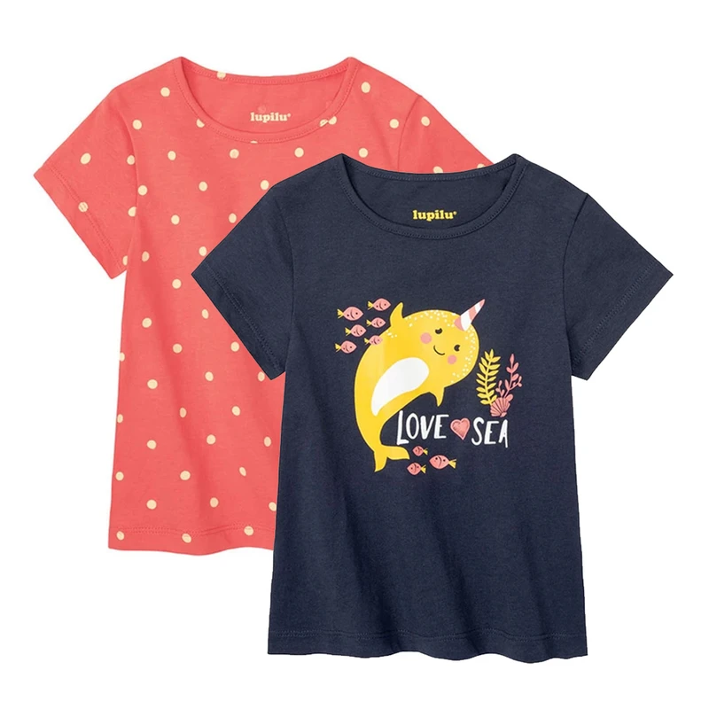 تی شرت آستین کوتاه دخترانه لوپیلو مدل sea مجموعه دو عددی