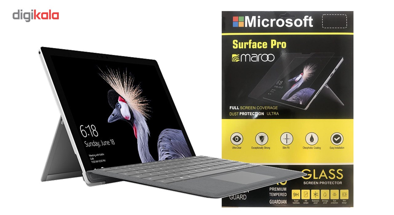 تبلت مایکروسافت مدل Surface Pro 2017 - I به همراه محافظ صفحه نمایش Maroo -  ظرفیت 256 گیگابایت