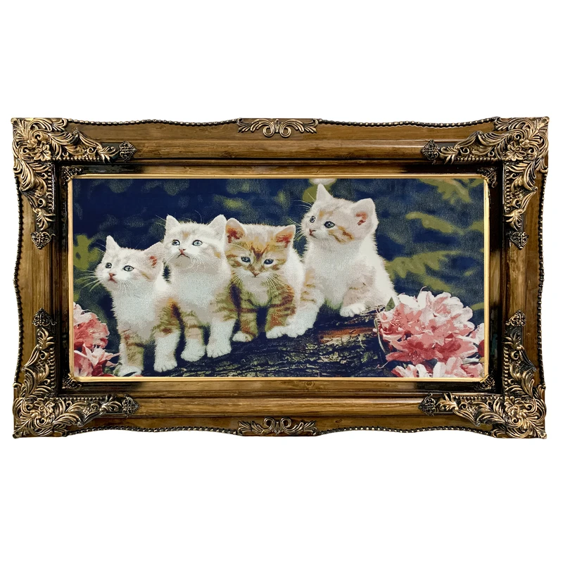 تابلو فرش ماشینی طرح دستبافت مدل گربه ها کد 8367