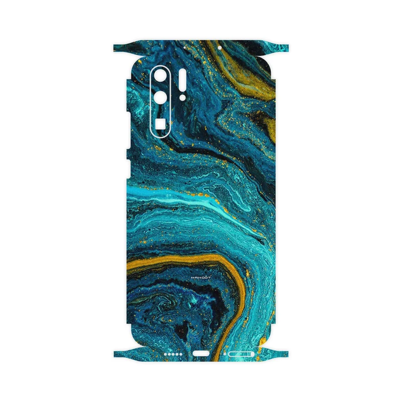 برچسب پوششی ماهوت مدل Turquoise marblewith golden streaks-FullSkin مناسب برای گوشی موبایل هوآوی P30 Pro