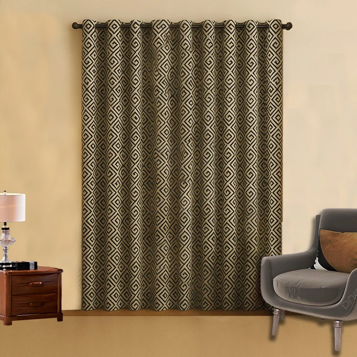 پرده پانچ تیکو دکو مدل ساتن ژاکارت طرحدار ابریشم بافت دار  سایز 280x300 سانتی‌متر