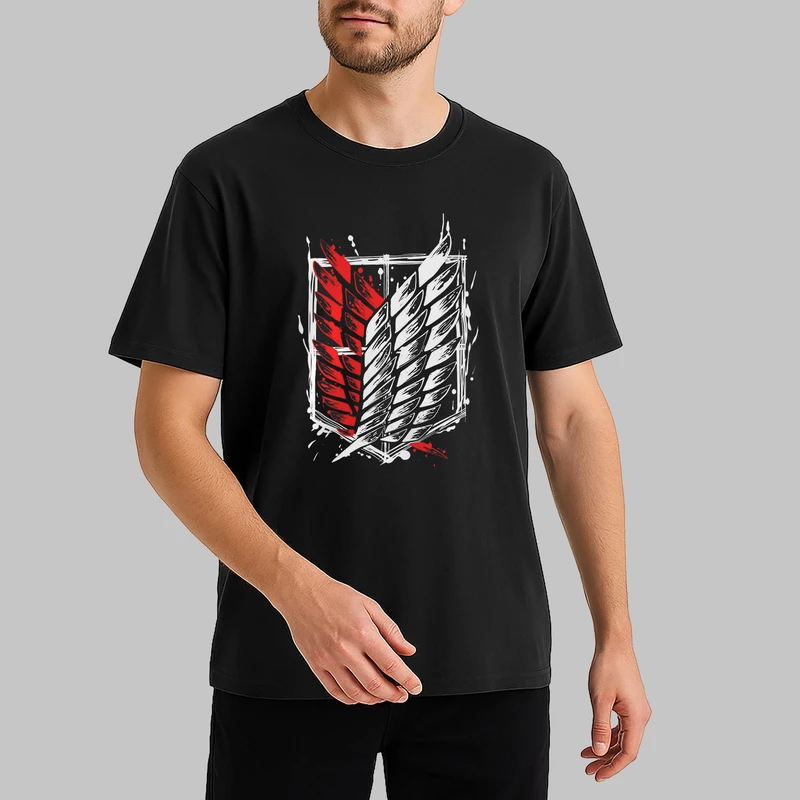 تی شرت آستین کوتاه مردانه مدل انیمه ای اتک ان تایتان هنگ شناسایی