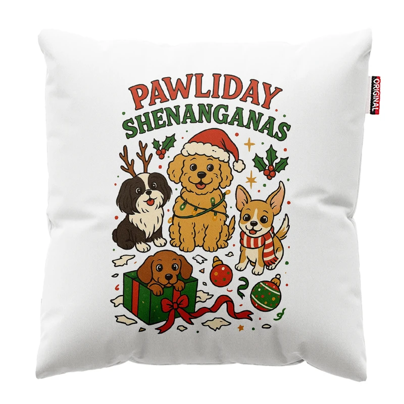 کوسن پاد آفرین مدل کریسمس طرح سگ کد PK302683 سایز 30*30 سانتی متر
