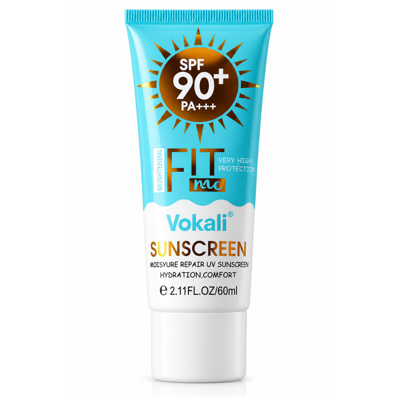 کرم ضد آفتاب بی رنگ صورت ووکالی SPF 90 مدل FitMe محافظ UVA/UVB مناسب برای انواع پوست حجم 60 میلی‌لیتر