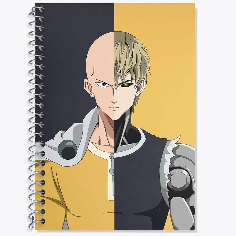 دفتر زبان 50 برگ خندالو مدل سه خط طرح جنوس و سایتاما انیمه مرد تک مشتی One Punch Man کد 11388