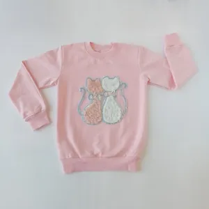 سویشرت دخترانه مدل دوگربه پولیشی رنگ صورتی