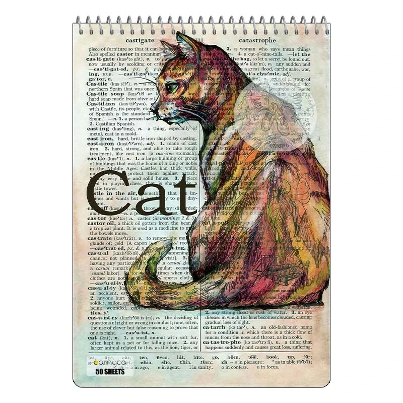 دفتر نقاشی 50 برگ سیمی کارنیکا طرح روزنامه وینتج حیوانات Vintage Newspaper Animals کد 77116
