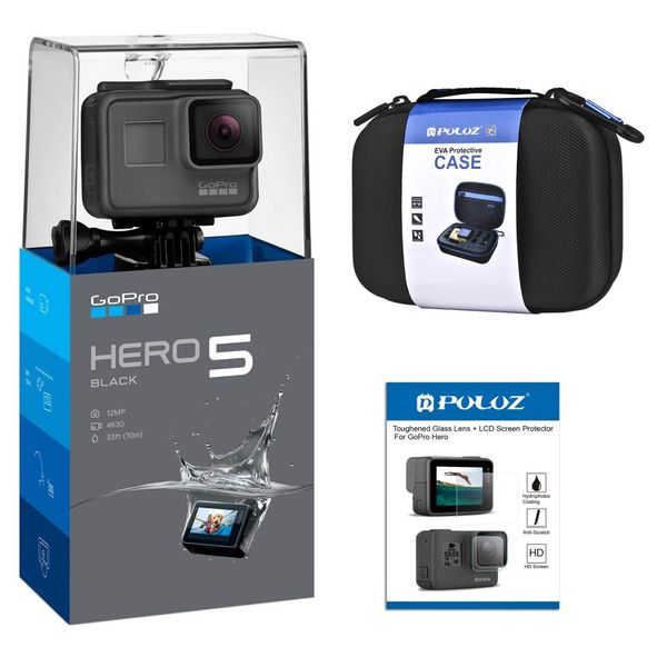 دوربین فیلم برداری ورزشی گوپرو مدل HERO 5 Black همراه با کیف و برچسب محافظ صفحه پلوز