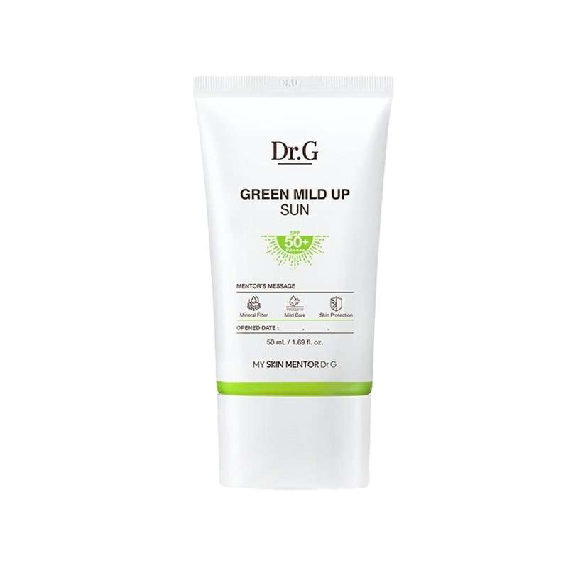 کرم ضد آفتاب فیزیکی بدون رنگ دکتر جی SPF 50 مدل گرین مایلد آپ مناسب انواع پوست حجم 50 میلی‌ لیتر