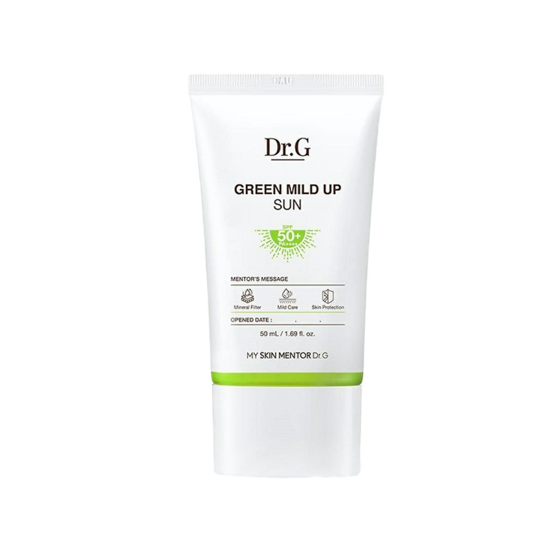کرم ضد آفتاب فیزیکی بدون رنگ دکتر جی SPF 50 مدل گرین مایلد آپ مناسب انواع پوست حجم 50 میلی‌ لیتر