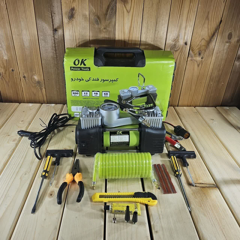 کمپرسور هوا فندکی اوکی مدل OK-2120 مجموعه 13 عددی