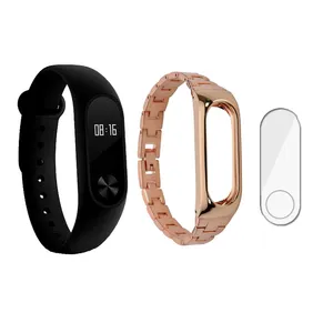 مچ بند هوشمند شیائومی مدل Mi Band 2  به همراه بند فلزی Metal  و به همراه گلس