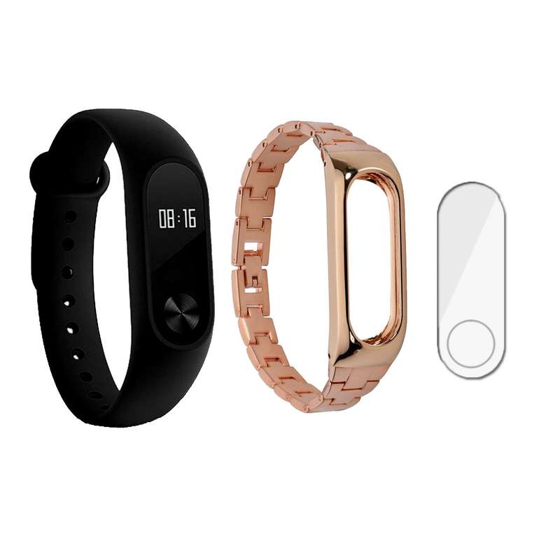 مچ بند هوشمند شیائومی مدل Mi Band 2 به همراه بند فلزی Metal و به همراه گلس مچ بند هوشمند شیائومی مدل Mi Band 2 به همراه بند فلزی Metal و به همراه گلس