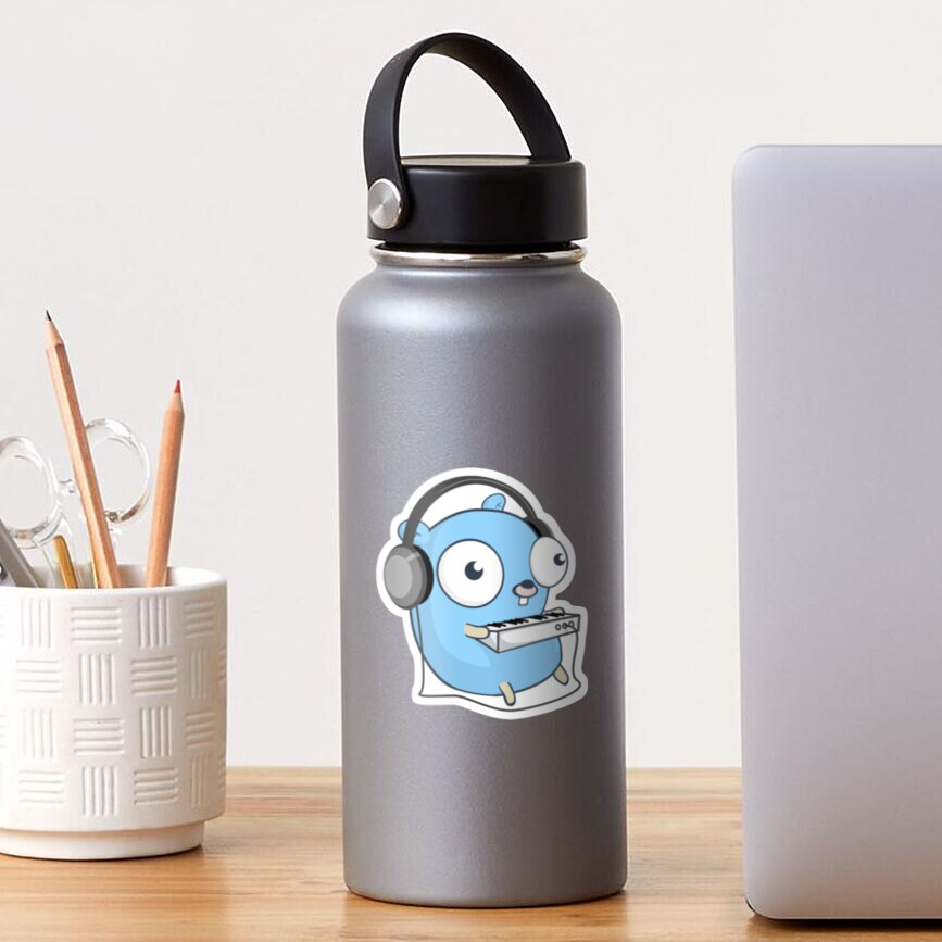استیکر لپ تاپ مدل The Golang Mascot: Music